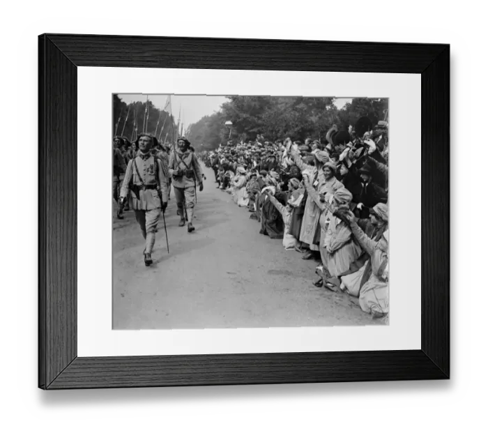 Framed Print : The Great Victory March. Spectators cheering the French troops. 19 July 1919 Framed Print : The Great Victory March. Spectators cheering the French troops. 19 July 1919
