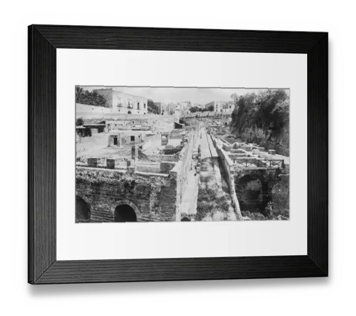 Framed Print : Herculaneum an ancient Roman town destroyed by volcanic pyroclastic flows in 79 A