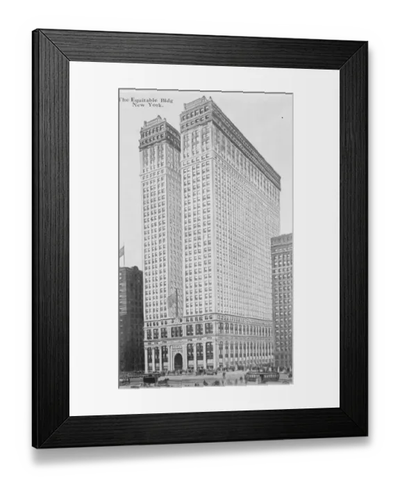 Framed Print : Great skyscraper ablaze The equitable building, New York, where a fire has broke Framed Print : Great skyscraper ablaze The equitable building, New York, where a fire has broke
