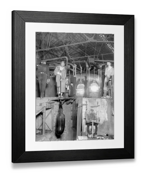 Framed Print : Capturing the Glass Trade at the Willesden Glass. Another process of blowing a cylinder Framed Print : Capturing the Glass Trade at the Willesden Glass. Another process of blowing a cylinder
