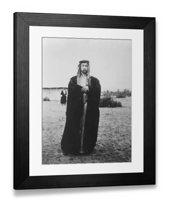Framed Print : H H the Emir Abdullah, Ruler of Transjordania, in native costume, taken in Arabia Framed Print : H H the Emir Abdullah, Ruler of Transjordania, in native costume, taken in Arabia