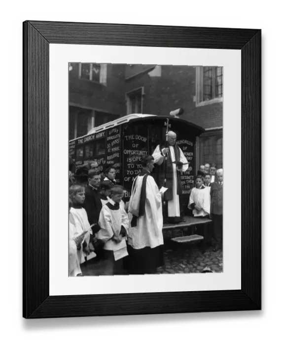 Framed Print : The Archbishop of Canterbury dedicates a motor mission van at Lambeth Palace for