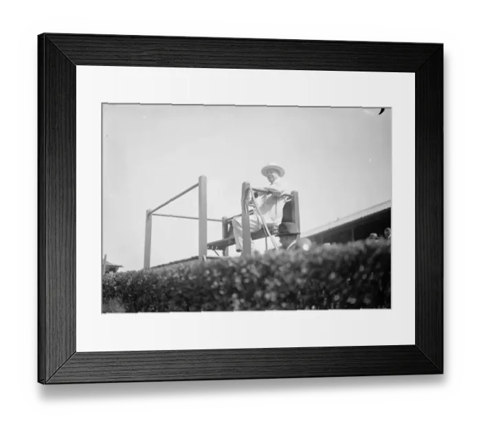 Framed Print : Heat wave attire at the races. Lord Lonsdale taking it easy in his summery suit at Sandown Park Framed Print : Heat wave attire at the races. Lord Lonsdale taking it easy in his summery suit at Sandown Park