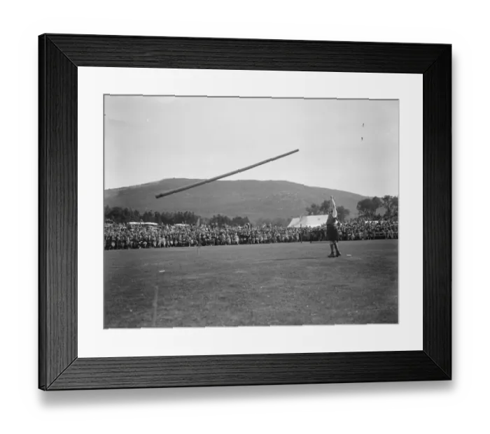 Framed Print : Braemar gathering. Tossing the caber. 10 September 1926 Framed Print : Braemar gathering. Tossing the caber. 10 September 1926