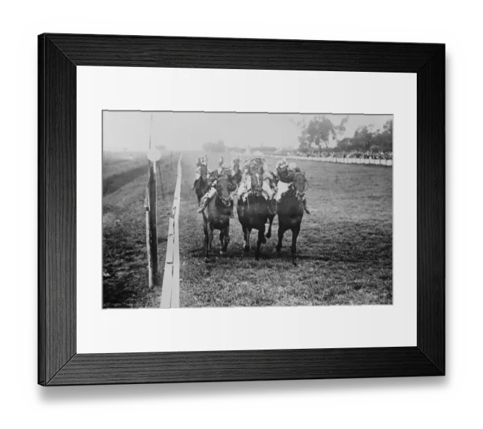 Framed Print : Triple Dead Heat. Sir Abe Baileys Horse in a remarkable finish A triple dead Framed Print : Triple Dead Heat. Sir Abe Baileys Horse in a remarkable finish A triple dead