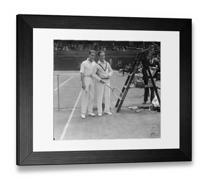 Framed Print : Wimbledon lawn tennis championships. H W Austin and W F Coen before their match Framed Print : Wimbledon lawn tennis championships. H W Austin and W F Coen before their match
