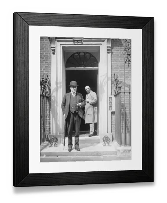 Framed Print : Termination of general strike. Mr Baldwin on the steps of No 10, Downing Street Framed Print : Termination of general strike. Mr Baldwin on the steps of No 10, Downing Street