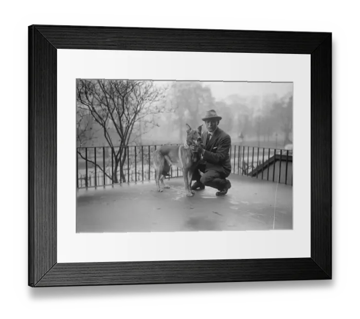 Framed Print : Captain Worsley, Comander of the Algarsson Polar expedition presented with a wolf Framed Print : Captain Worsley, Comander of the Algarsson Polar expedition presented with a wolf