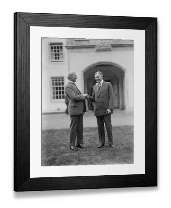 Framed Print : Historic meeting of Premier, Mr Ramsay MacDonald and the American ambassador in the Highlands Framed Print : Historic meeting of Premier, Mr Ramsay MacDonald and the American ambassador in the Highlands