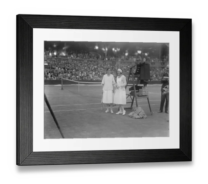 Framed Print : Lawn Tennis Championships at Wimbeldon Mlle Lenglen and Mrs Peacock who met in Framed Print : Lawn Tennis Championships at Wimbeldon Mlle Lenglen and Mrs Peacock who met in
