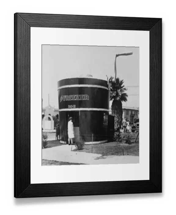 Framed Print : In a city of Nightmare houses. A new picture from Los Angeles showing an ice cream