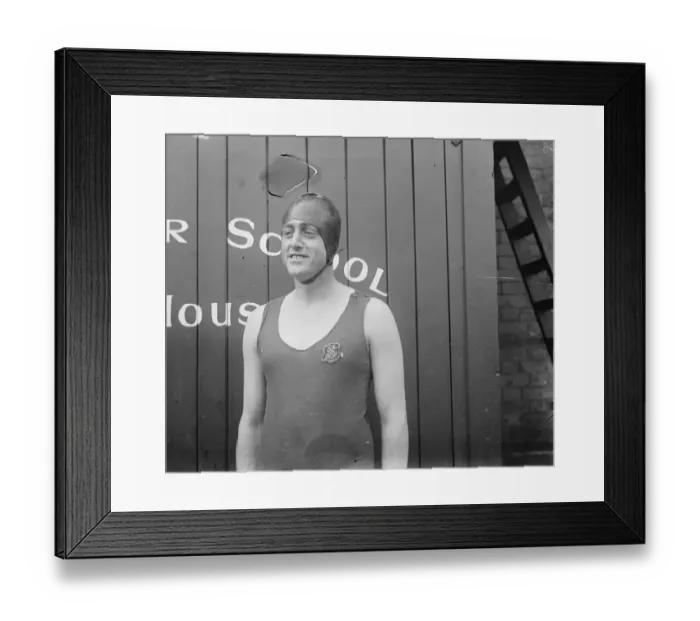 Framed Print : Attempt on long distance swim record Starting from Putney, N L Derham attempted Framed Print : Attempt on long distance swim record Starting from Putney, N L Derham attempted