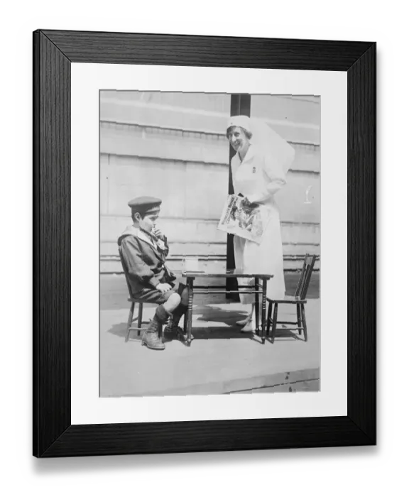 Framed Print : King Georges war time nurse in her favourite role. Miss Tremaine, the Canadian Army nurse Framed Print : King Georges war time nurse in her favourite role. Miss Tremaine, the Canadian Army nurse