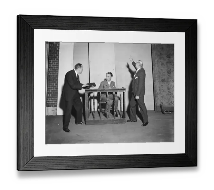Framed Print : The venturers society rehearse An American Tragedy at Apollo Theatre. Left to right Framed Print : The venturers society rehearse An American Tragedy at Apollo Theatre. Left to right