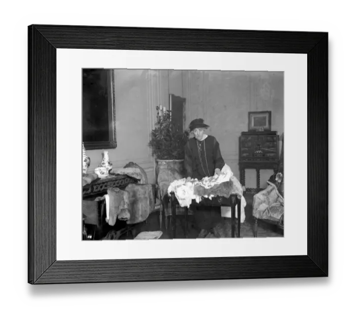 Framed Print : The Baroness De Brienen in her drawing room - saleroom at 1. Mount Row. W. 1. Where Framed Print : The Baroness De Brienen in her drawing room - saleroom at 1. Mount Row. W. 1. Where