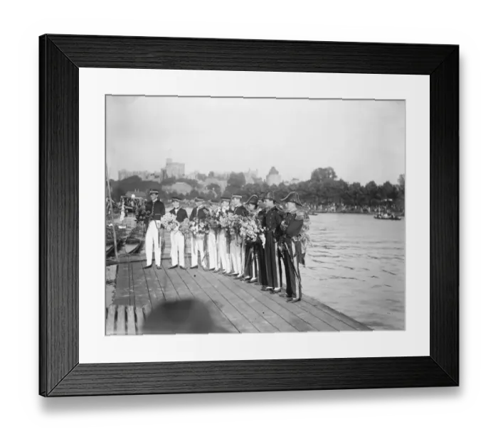 Framed Print : Fourth of June celebrations and procession of boats at Eton A group of their coxswains