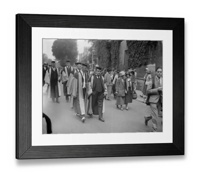 Framed Print : Notable degree ceremony at Oxford. Sir Henry Newbolt and Sir James Barrie ( right Framed Print : Notable degree ceremony at Oxford. Sir Henry Newbolt and Sir James Barrie ( right