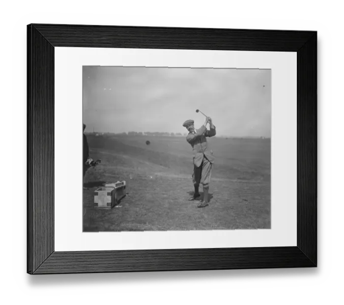 Framed Print : Parliamentary golf at Sandwich, Kent Mr Angus Hambro, M P driving 12 June 1920