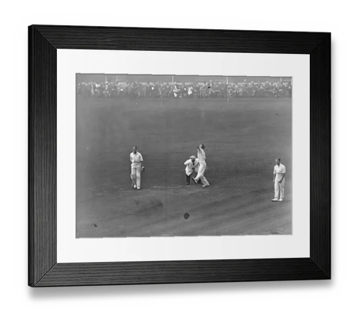 Framed Print : Surrey versus Yorkshire at the Oval. M J C Allom, the Cambridge fast bowler who Framed Print : Surrey versus Yorkshire at the Oval. M J C Allom, the Cambridge fast bowler who
