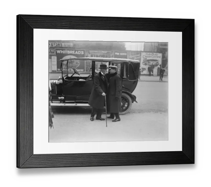 Framed Print : Notabilites arriving to witness the Varsities cricket match. Lord Lanadowne being Framed Print : Notabilites arriving to witness the Varsities cricket match. Lord Lanadowne being