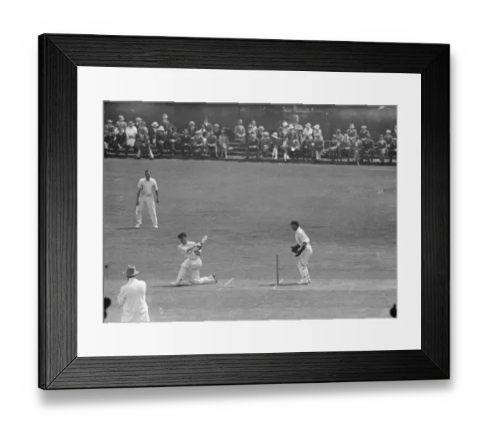 Framed Print : Surrey versus Sussex at Brighton. M Howell ( Surrey ) playing forward to a delivery Framed Print : Surrey versus Sussex at Brighton. M Howell ( Surrey ) playing forward to a delivery