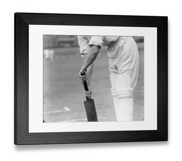 Framed Print : Douglas Jardine. Hands on bat. Handle only. The incorrect hold. 10 September 1929 Framed Print : Douglas Jardine. Hands on bat. Handle only. The incorrect hold. 10 September 1929