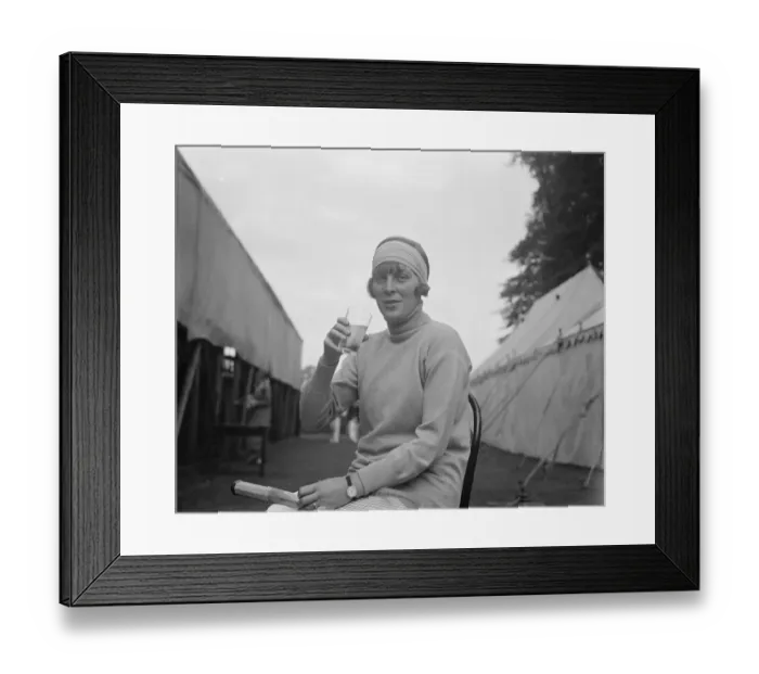 Framed Print : Romance of lawn tennis courts. The engagement is announced of Miss Sylvia C Lumley