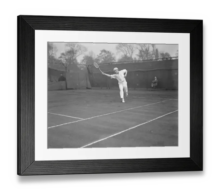 Framed Print : International tennis at Birmingham. Garrell ( Sweden in ) play. 7 May 1927