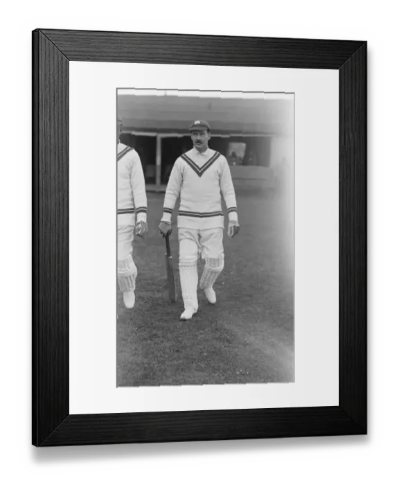 Framed Print : George Challoner going out to bat. 17 May 1923