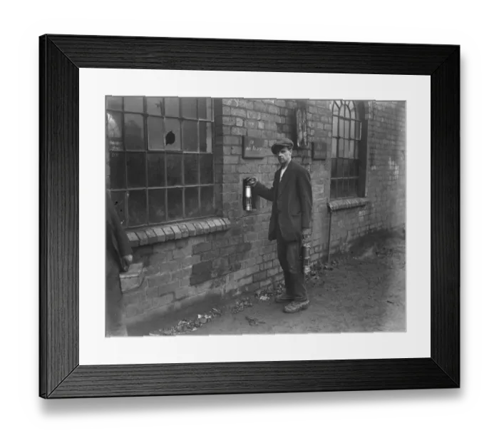 Framed Print : The Coal Strike Miners handing in their lamps after coming up from the last shift Framed Print : The Coal Strike Miners handing in their lamps after coming up from the last shift