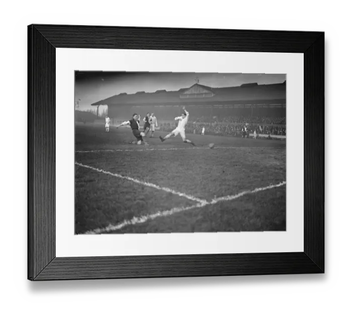 Framed Print : Oxford versus Cambridge football match at Stamford Bridge E R T Holmes scoring Framed Print : Oxford versus Cambridge football match at Stamford Bridge E R T Holmes scoring
