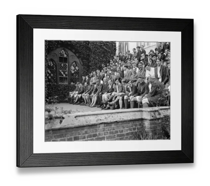 Framed Print : Founders Day observed at Harrow School. The Headmaster with the boys who took