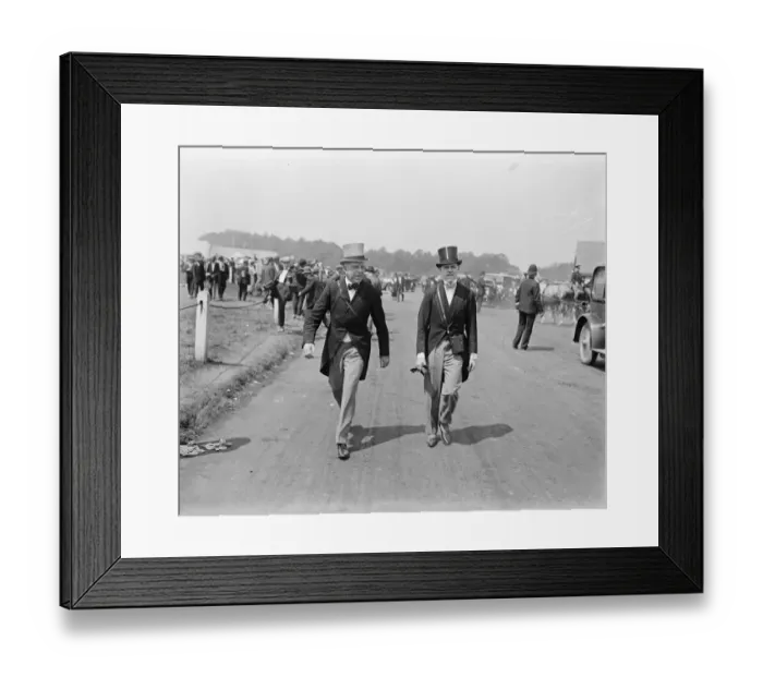 Framed Print : Derby Day at Epsom. The Earl of Shaftesbury walking on the course with a friend