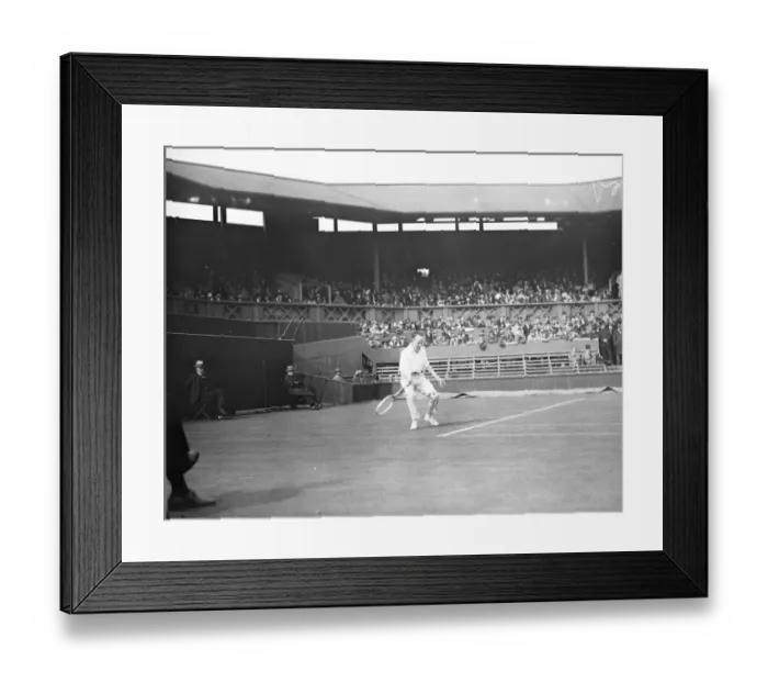 Framed Print : Lawn Tennis Championships at Wimbeldon W M Johnston in play 26 June 1923 Framed Print : Lawn Tennis Championships at Wimbeldon W M Johnston in play 26 June 1923