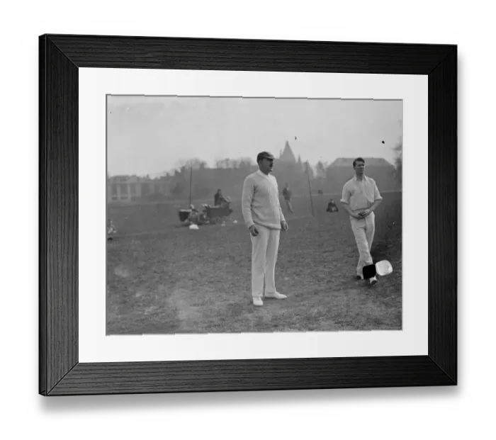 Framed Print : Oxford University Cricket Club Practice J Hearn, the teams coach. 30 April 1923 Framed Print : Oxford University Cricket Club Practice J Hearn, the teams coach. 30 April 1923