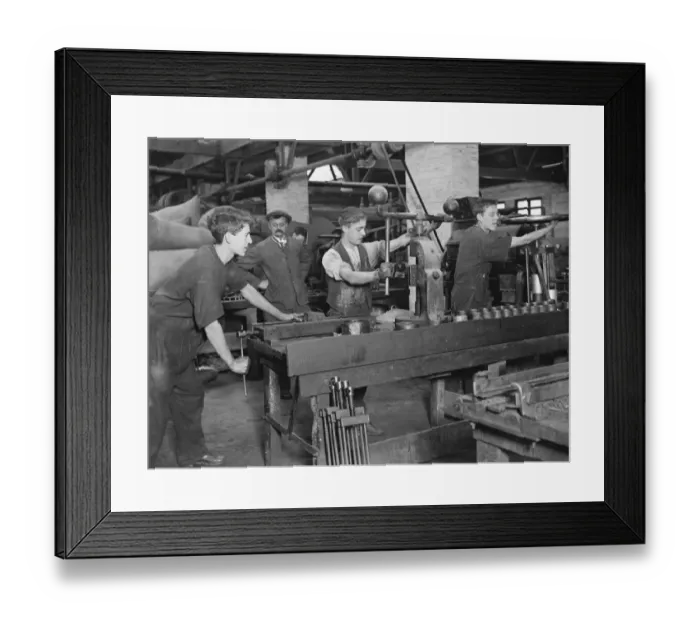Framed Print : Manufacture of cork balls at Chingford Moulding and filling 28 November 1922 Framed Print : Manufacture of cork balls at Chingford Moulding and filling 28 November 1922