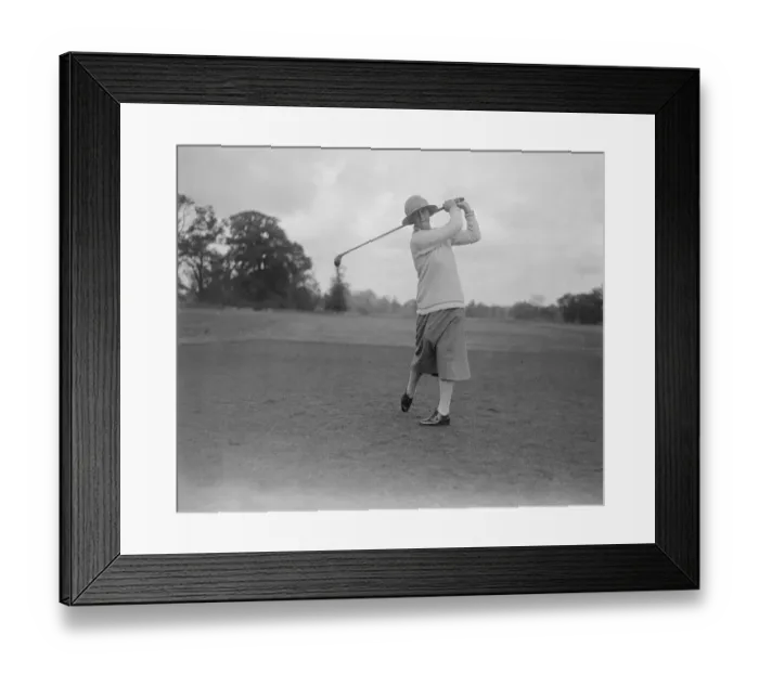Framed Print : Girls Golf Championship Miss Rohna Rabbage drivining 13 September 1921 Framed Print : Girls Golf Championship Miss Rohna Rabbage drivining 13 September 1921