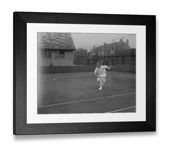 Framed Print : Magdalen Park lawn tennis tournament. Miss Joan Fry in play in the ladies singles