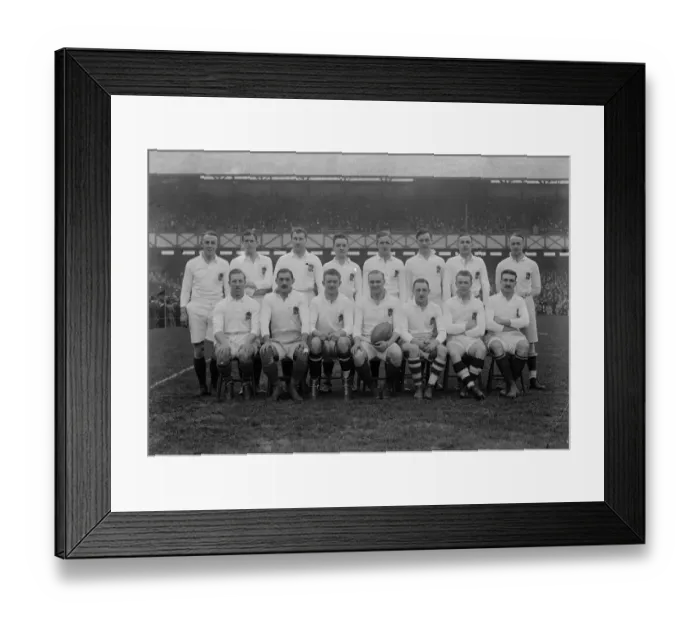 Framed Print : England defeat Wales at Twickengham The English team Standing Joe Periton