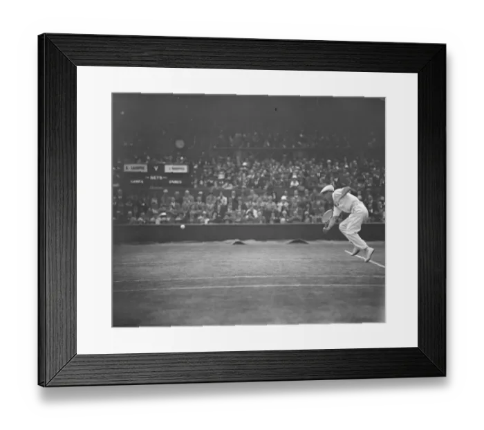 Framed Print : Lawn tennis championships at Wimbledon. Lacoste in play. 4 July 1925 Framed Print : Lawn tennis championships at Wimbledon. Lacoste in play. 4 July 1925