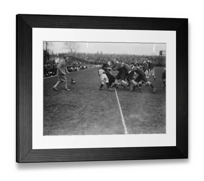 Framed Print : Rugby match between Army and Navy at Twickenham. An Army man tackled on the line