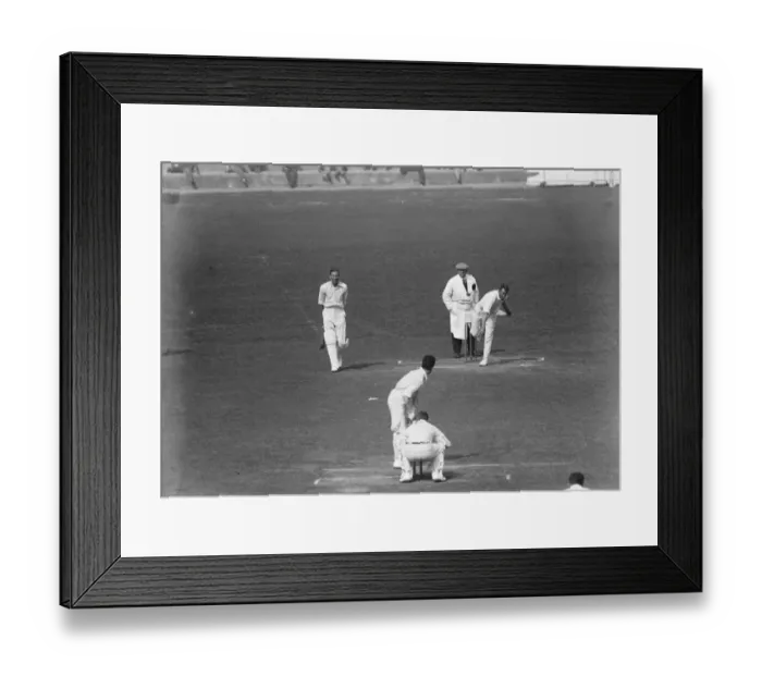 Framed Print : New Zealand bowlers in action. H M McGirr, the New Zealander, bowling against Framed Print : New Zealand bowlers in action. H M McGirr, the New Zealander, bowling against