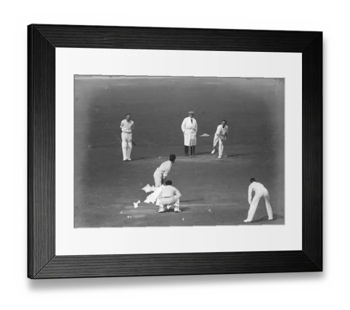 Framed Print : New Zealand bowlers in action. R C Blunt, the New Zealander, bowling against Framed Print : New Zealand bowlers in action. R C Blunt, the New Zealander, bowling against