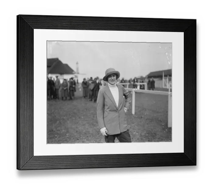 Framed Print : Woman jockey in Newmarket Town Place Race. Miss Betty Tanner took part in the race Framed Print : Woman jockey in Newmarket Town Place Race. Miss Betty Tanner took part in the race