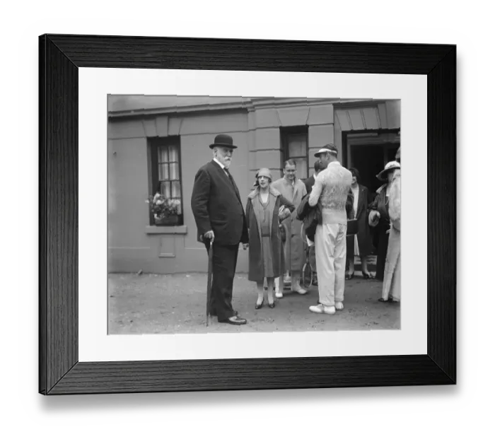Framed Print : King and Queen of Portugal at exhibition tennis. Lord D Abernon, Vincent Richards Framed Print : King and Queen of Portugal at exhibition tennis. Lord D Abernon, Vincent Richards