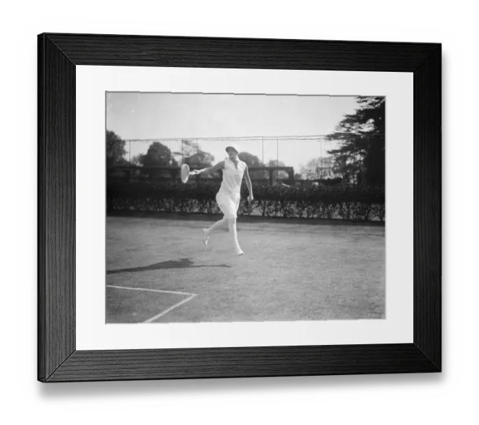Framed Print : South African women tennis players practice at Hurlingham. Miss Heine in play Framed Print : South African women tennis players practice at Hurlingham. Miss Heine in play