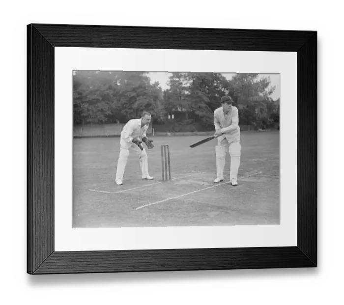 Framed Print : Actors versus musicians cricket at Hampstead Cricket Club Owen Nares batting, Harold Framed Print : Actors versus musicians cricket at Hampstead Cricket Club Owen Nares batting, Harold