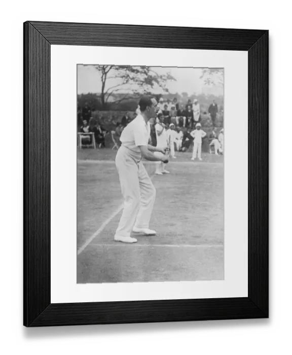 Framed Print : The Spanish Royal family on holiday at Santander. The King of Spain playing tennis