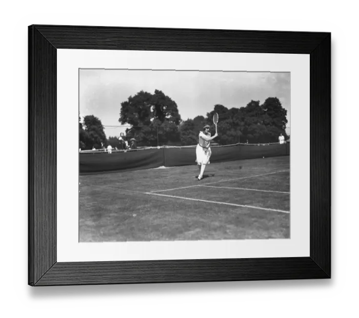 Framed Print : At the Beckenham Tennis Tournament, Miss Hardie on court. 9 June 1925