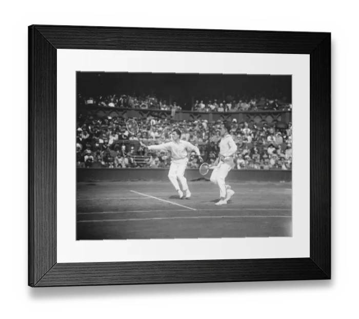 Framed Print : Tennis at Wimbeldon. Mens double final. Brugnon and Cochet in play. 3 July 1926 Framed Print : Tennis at Wimbeldon. Mens double final. Brugnon and Cochet in play. 3 July 1926